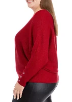 Plus Long Sleeve Dolman Lurex Pullover Sweater