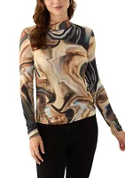 Women's Long Sleeve Mock Neck Jersey Top