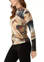 Women's Long Sleeve Mock Neck Jersey Top