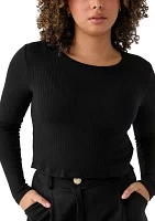 Women's Long Sleeve Needle Drop Top