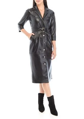 Women's Vegan Leather Shirtdress