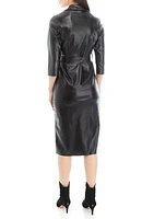 Women's Vegan Leather Shirtdress