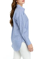 Women's Long Sleeve Striped Oversized Shirt