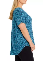 Plus Short Sleeve Crew Round Neck High-Low Shirt