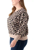 Plus Long Sleeve Animal Jacquard Sweater