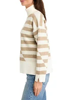 Women's Striped Turtleneck Sweater