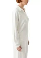 Women's Long Dolman Sleeve Split Neck Polo Collar Top