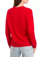 Women's Cashmere Heart Crew Neck Sweater