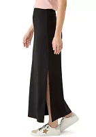 Women's Knit Crepe Side Slit Maxi Skirt