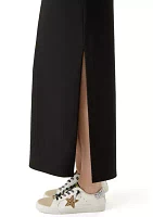 Women's Knit Crepe Side Slit Maxi Skirt