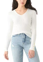 Women's V-Neck Sweater with Button Detail