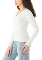 Women's V-Neck Sweater with Button Detail