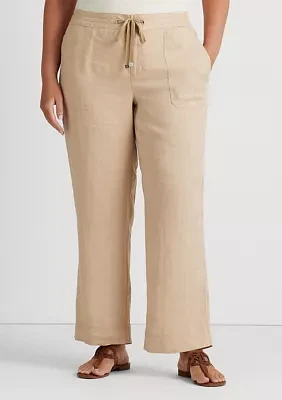 Plus Linen Wide Leg Pants