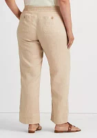 Plus Linen Wide Leg Pants