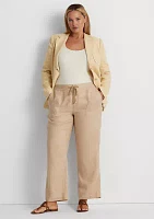 Plus Linen Wide Leg Pants