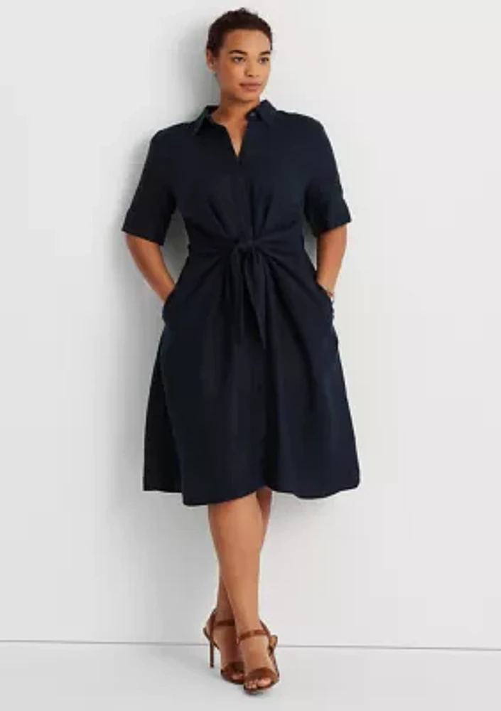 Plus Linen Shirt Dress