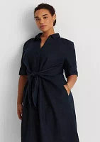 Plus Linen Shirt Dress