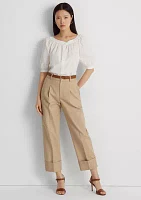 Double-Faced Stretch Cotton Ankle Pants