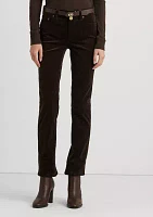 Stretch Corduroy Mid Rise Straight Pants