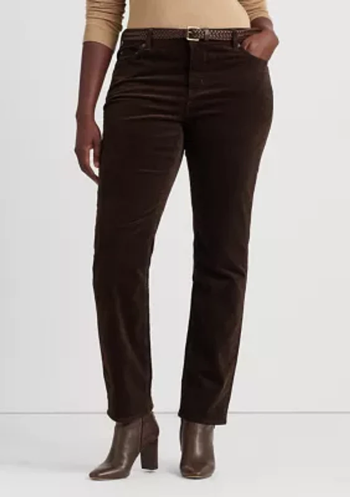 Plus Corduroy Mid Rise Straight Pants