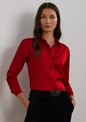 Classic Fit Satin Charmeuse Shirt
