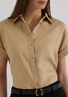 Relaxed Fit Linen Short Sleeve Shirt