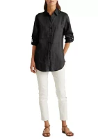 Roll Tab Sleeve Linen Shirt