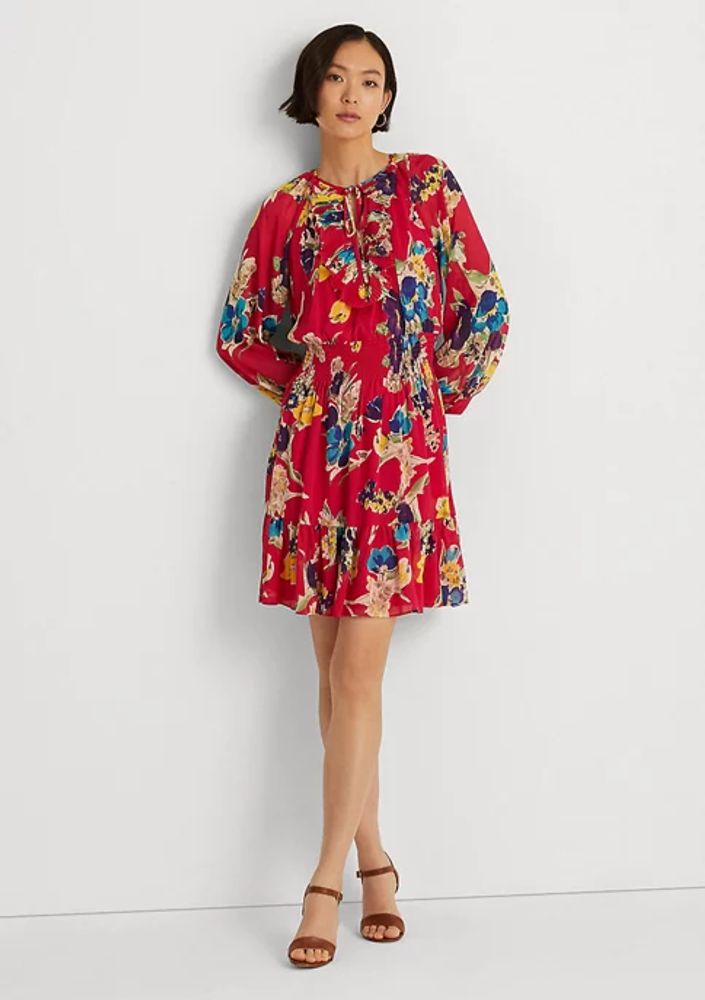 Belk Floral Crinkle Georgette Long Sleeve Dress | The Summit