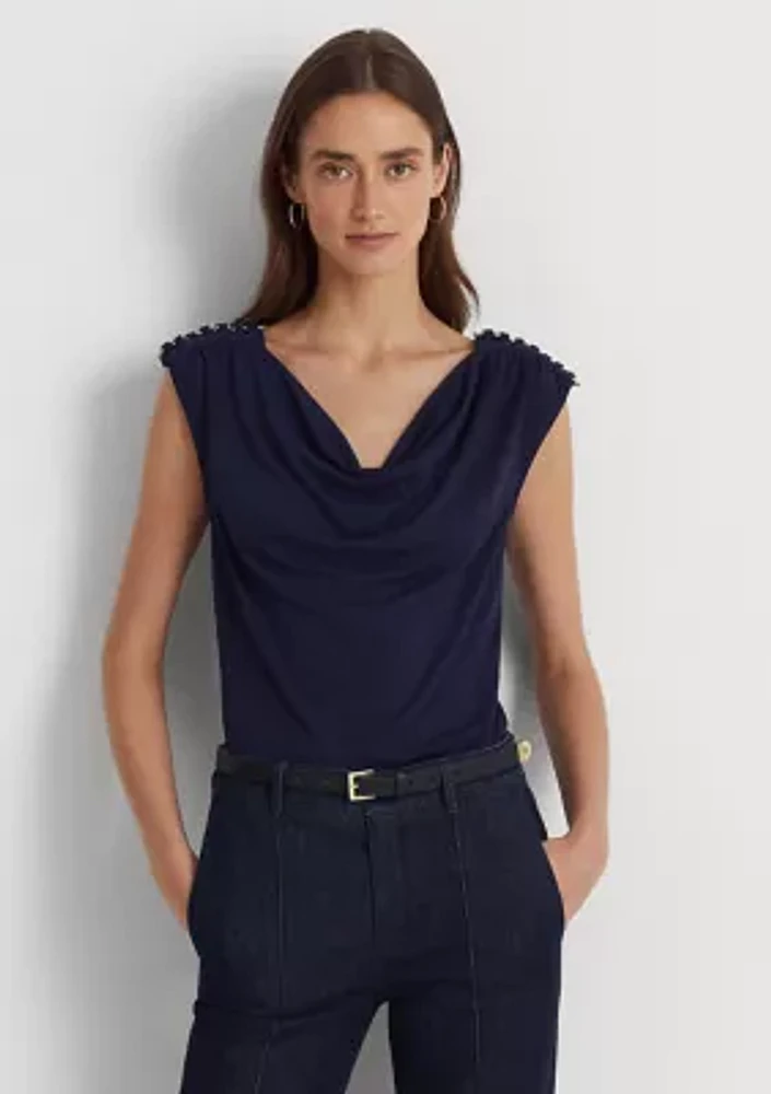 Jersey Sleeveless Cowl Neck Top