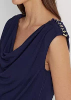 Jersey Sleeveless Cowl Neck Top