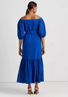 Eyelet Cotton Off the Shoulder Dress