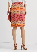 Geometric Motif Cotton Linen Wrap Skirt