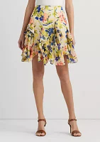 Floral Ruffle Trim Georgette Skirt