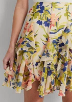 Floral Ruffle Trim Georgette Skirt