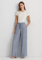 Pinstripe Linen Wide Leg Pants