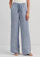 Pinstripe Linen Wide Leg Pants