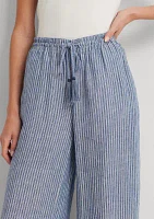 Pinstripe Linen Wide Leg Pants