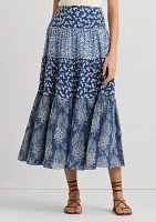 Patchwork Floral Voile Tiered Skirt