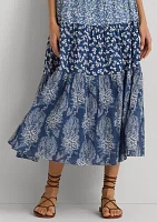 Patchwork Floral Voile Tiered Skirt