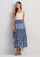 Patchwork Floral Voile Tiered Skirt