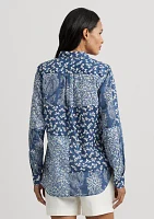 Classic Fit Patchwork Floral Voile Shirt