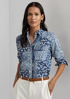 Classic Fit Patchwork Floral Voile Shirt