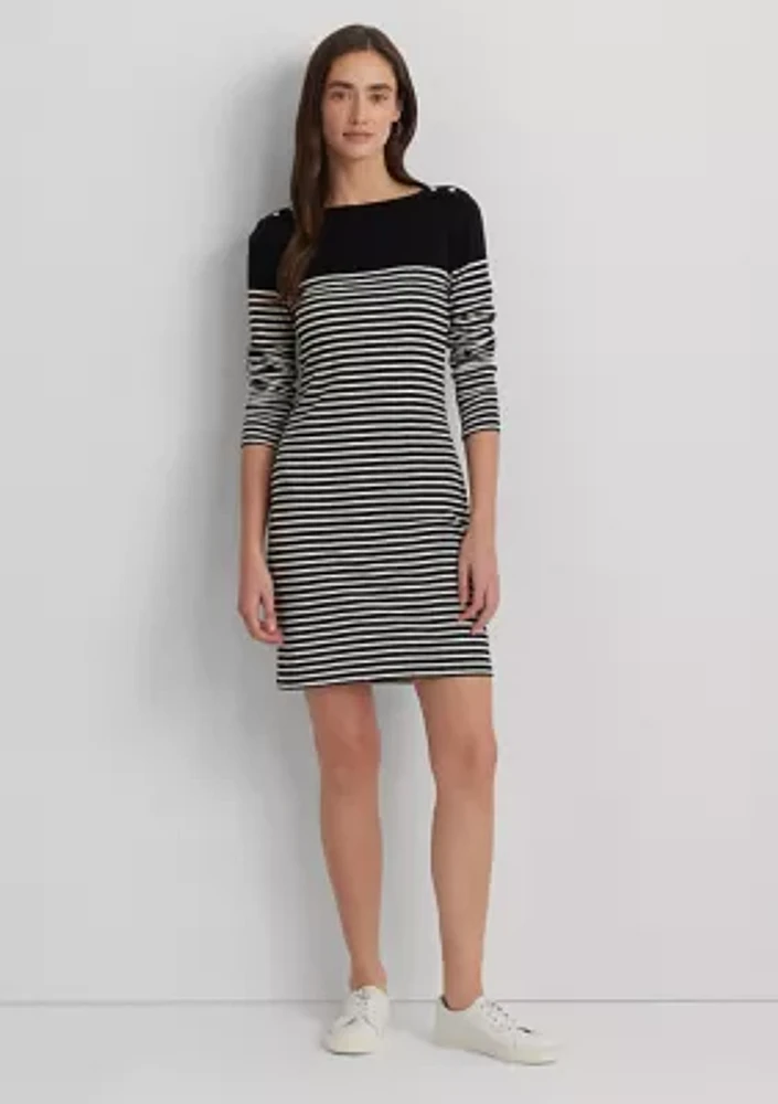 Women's Striped Cotton Boat Neck Dress