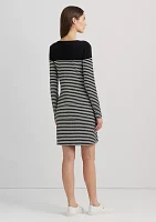 Women's Striped Cotton Boat Neck Dress