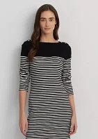 Women's Striped Cotton Boat Neck Dress