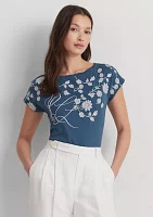 Floral Embroidered Jersey T-Shirt