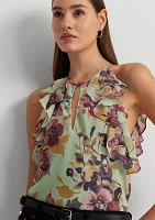 Women's Floral Crinkle Georgette Halter Blouse