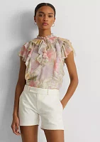 Women's Floral Ruffle-Trim Georgette Blouse