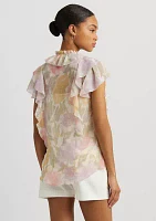 Women's Floral Ruffle-Trim Georgette Blouse