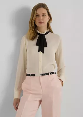 Classic Fit Georgette Tie-Neck Shirt